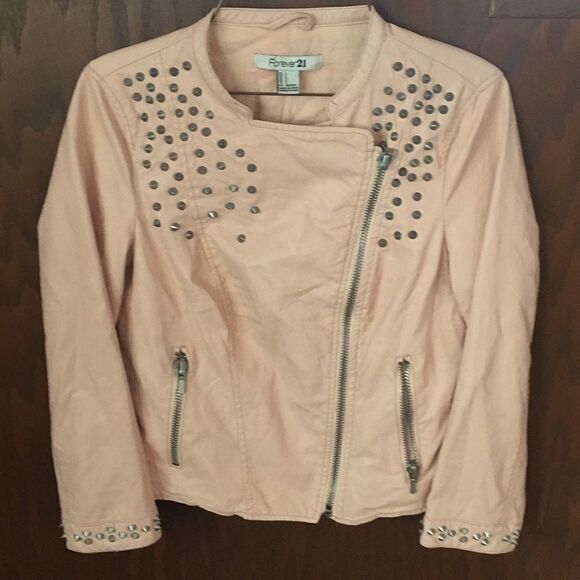 Forever 21 faux leather light pink jacket sz S - Picture 1 of 4